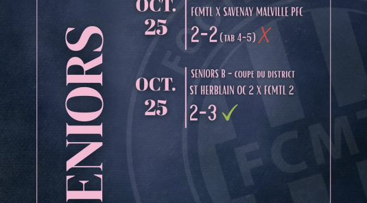 Résultat SENIOR FCMTL 25 octobre